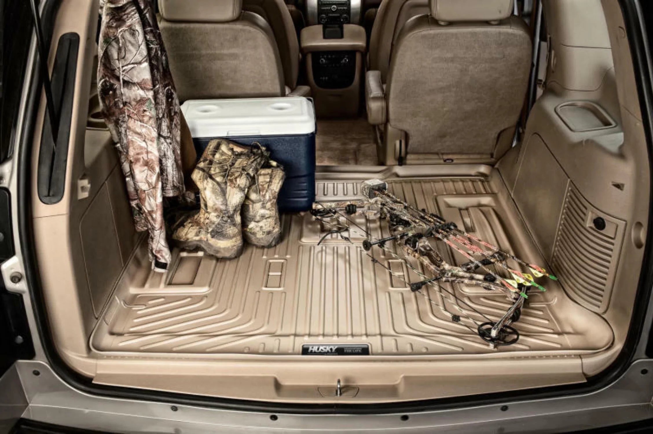 Husky by RealTruck Weatherbeater Series Cargo Liner Behind 3rd Seat Black Compatible with 11-19 Ford Explorer; behind and under upright 3rd Seat