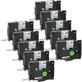 GREENCYCLE 10PK Compatible for Brother P-touch 12mm x 8m Black on Clear TZ TZe TZe-FX131 TZ-FX131 TZe-131 TZ-131 Flexible ID Cable Wire Label Tape