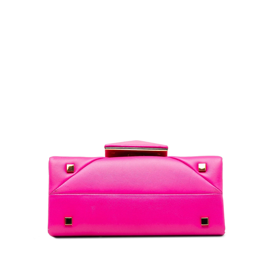 Pre-Owned Authenticated Valentino Mini One Stud Satchel Calf Leather Pink Unisex (Good)