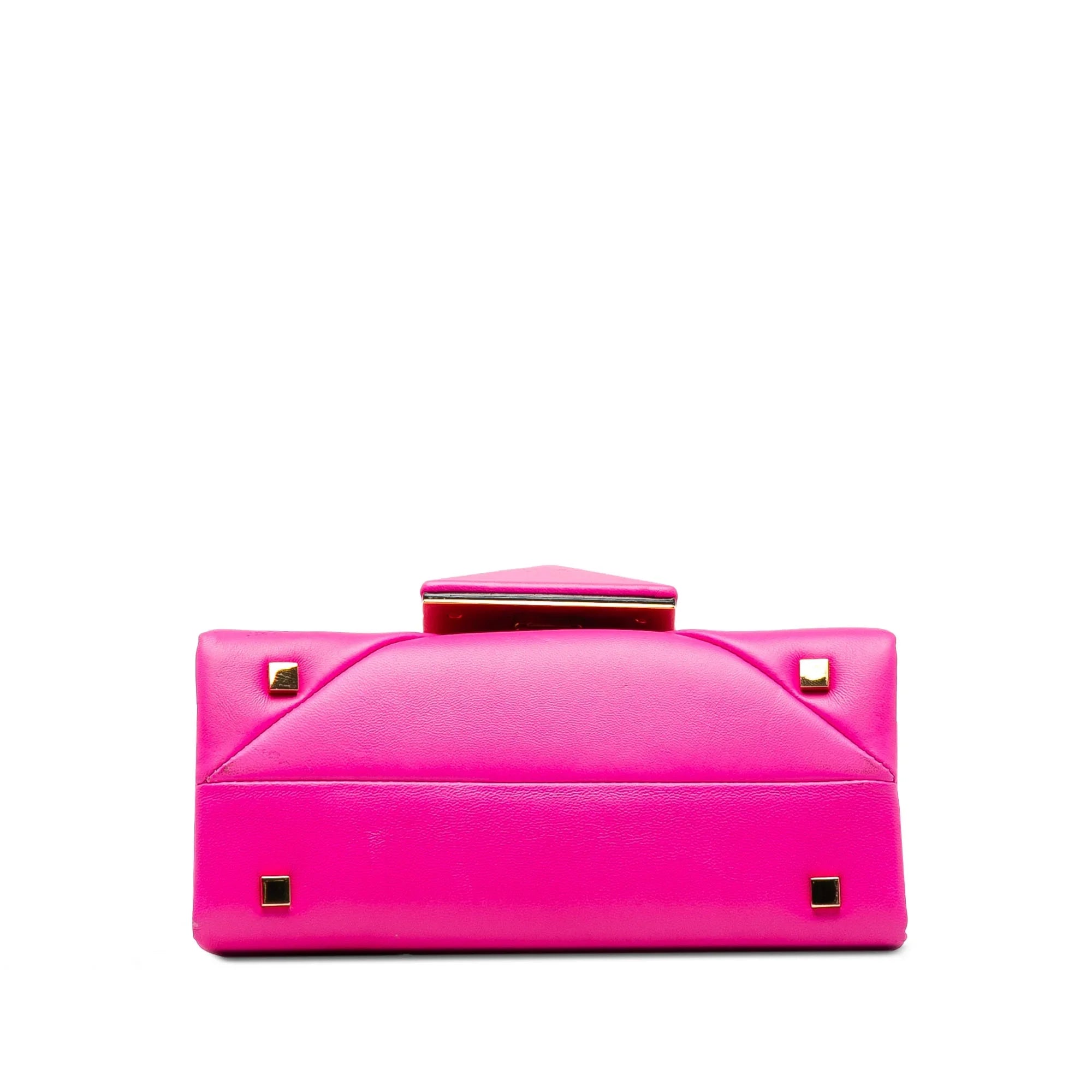 Pre-Owned Authenticated Valentino Mini One Stud Satchel Calf Leather Pink Unisex (Good)