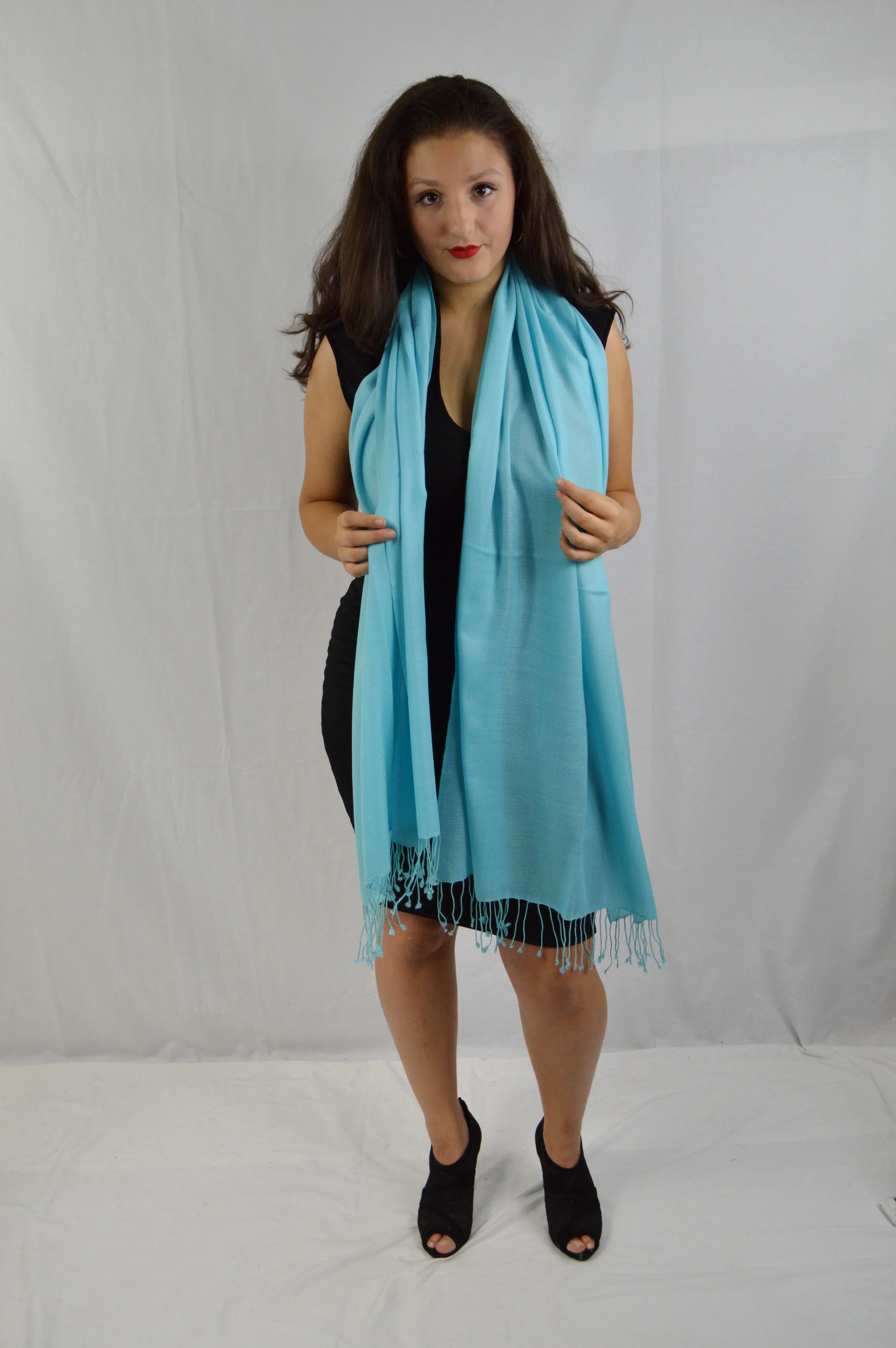 Fancy Shawl/Sheer Shawl/Summer Fluid Pashmina Shawl/Light weight Shawl/Evening Shawl/Pashmina Shawl/Scarf/Scarves (Tiffany Blue Regular Shawl)