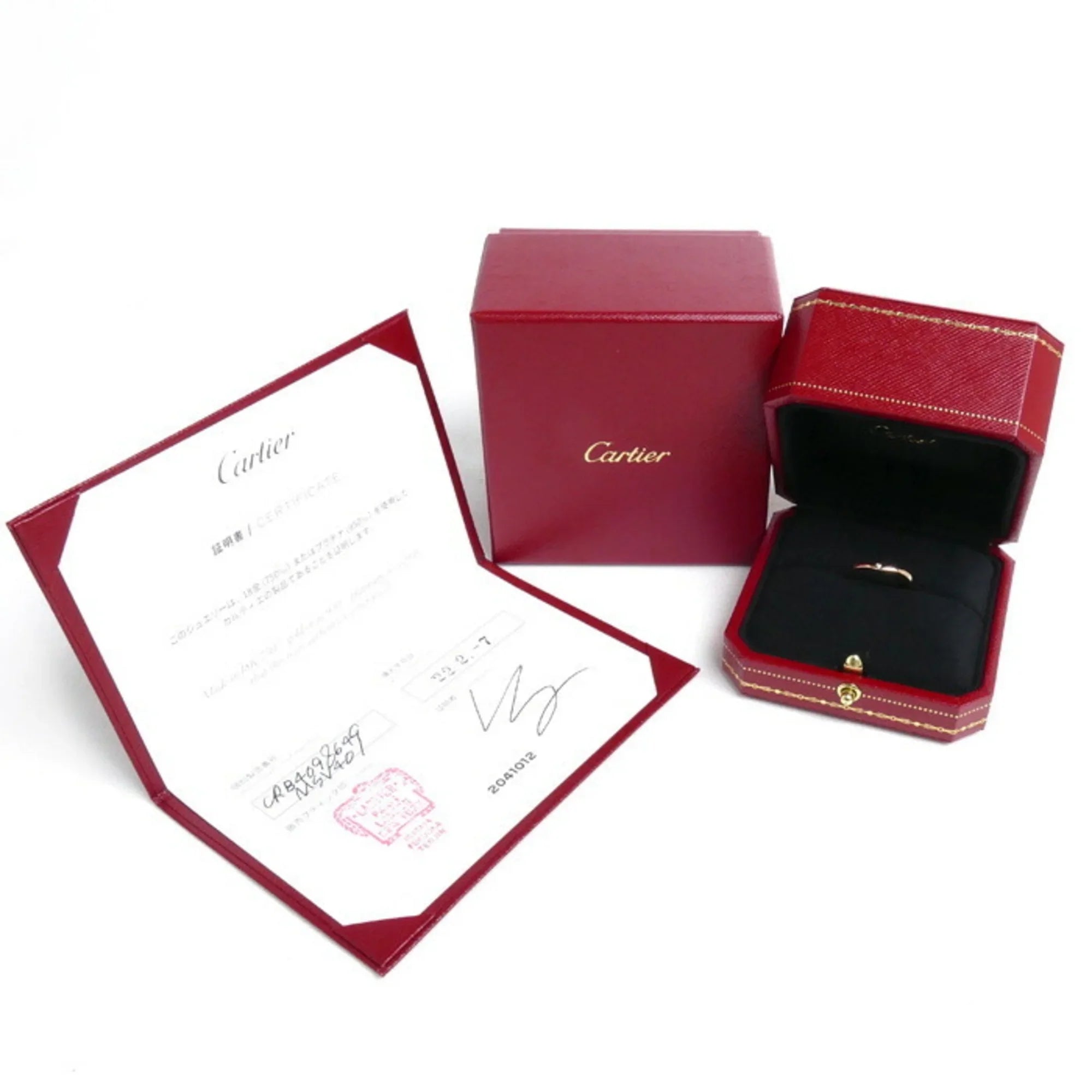 Pre-Owned CARTIER K18PG Pink Gold Ballerina Curve Wedding 3PD Ring B4098649 Diamond Size 9 49 2.4g Women's (Good)