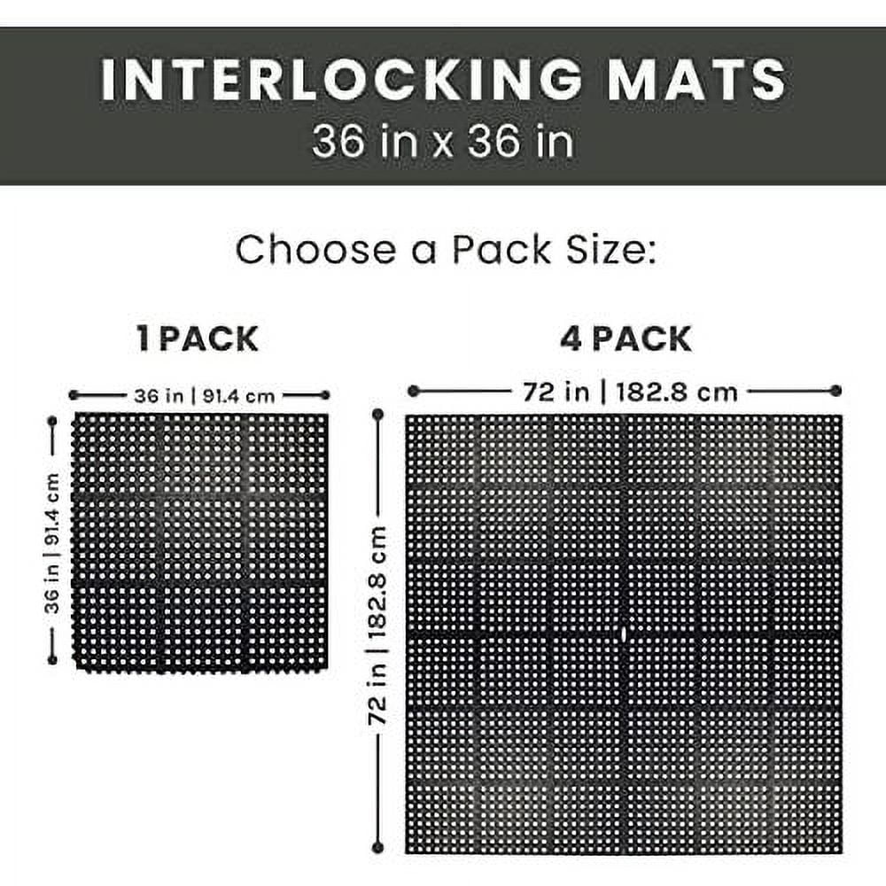 Interlocking Rubber Floor Mat For Restaurant Kitchen Floor Anti Fatigue Bar Door Mat Non-Slip Indoor Outdoor Shower Pool Drainage, Sturdy Garage Flooring 36 X 36 Inch