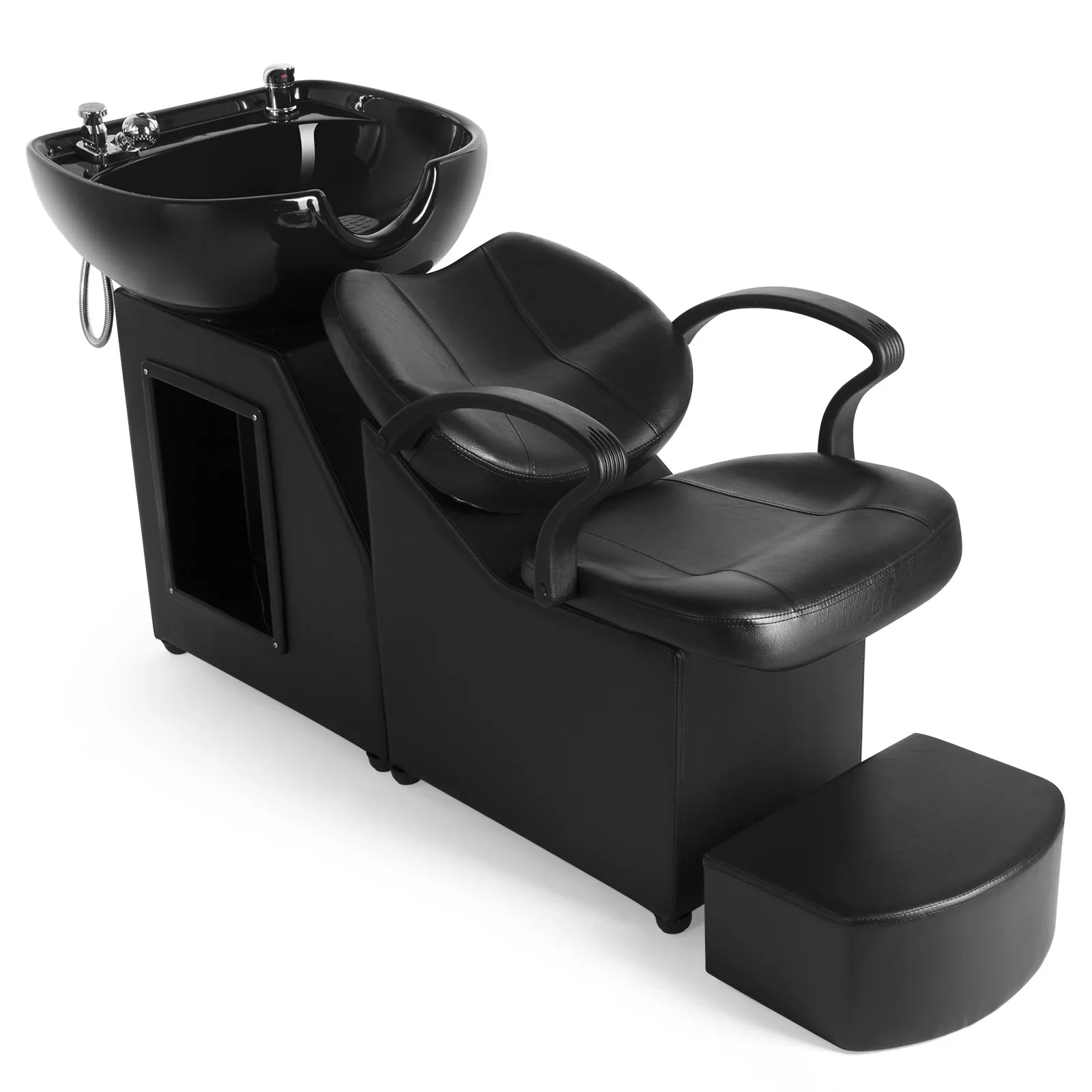 Artist hand Black Shampoo Barber Backwash Chair Salon Spa Beauty w/Ceramic Bowl,Sink, Foot Pedal