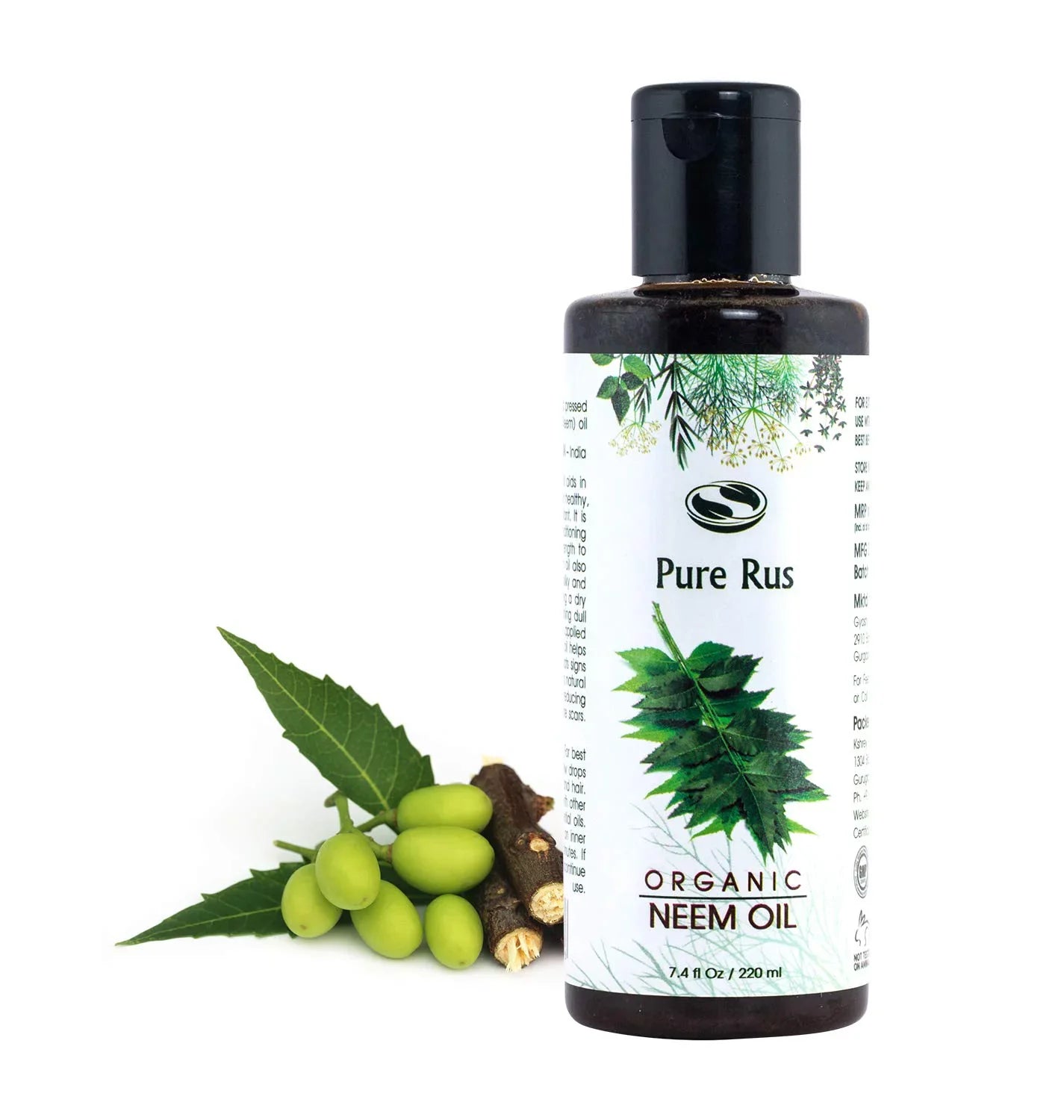 Pure Rus Cold Pressed Neem Oil for Hair and Skin, 220ml