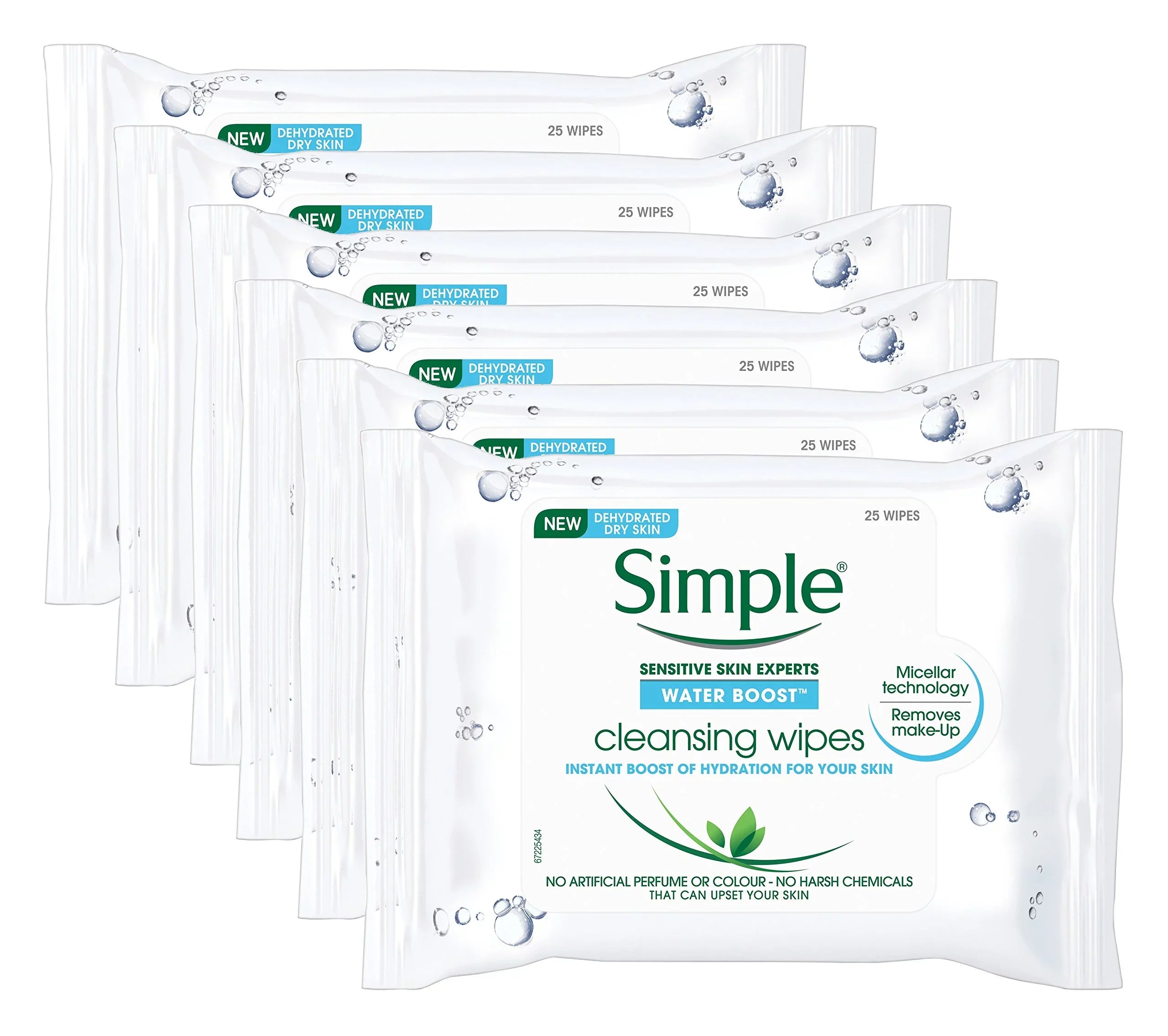Simple Fluid Boost Hydrating Cleansing Wipes - 25 Wipes X 6 Pack (150 Wipes)