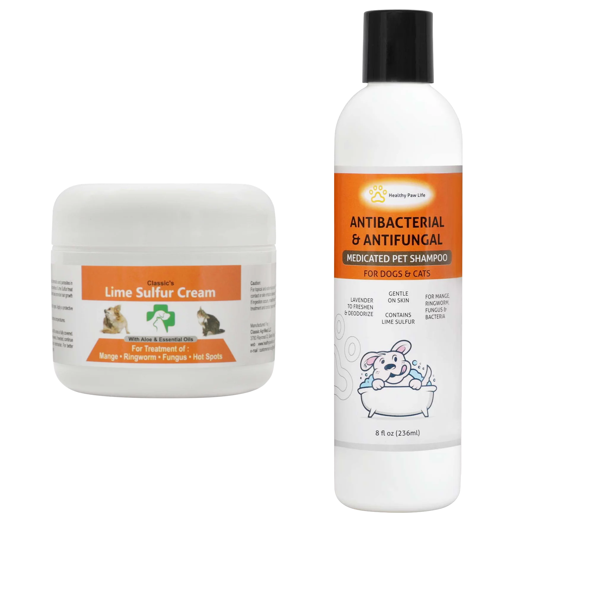 Healthy Paw Life Bundle - 2 Items: Classic's Lime Sulfur Cream (2 oz) and Classic's Lime Sulfur Shampoo (8 oz)