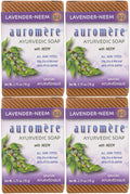 Auromere Ayurvedic Bar Soap, Lavender Neem - Eco Friendly, Handmade, Vegan, Cruelty Free, Natural, Non Gmo (2.75 Oz), 4 Pack.