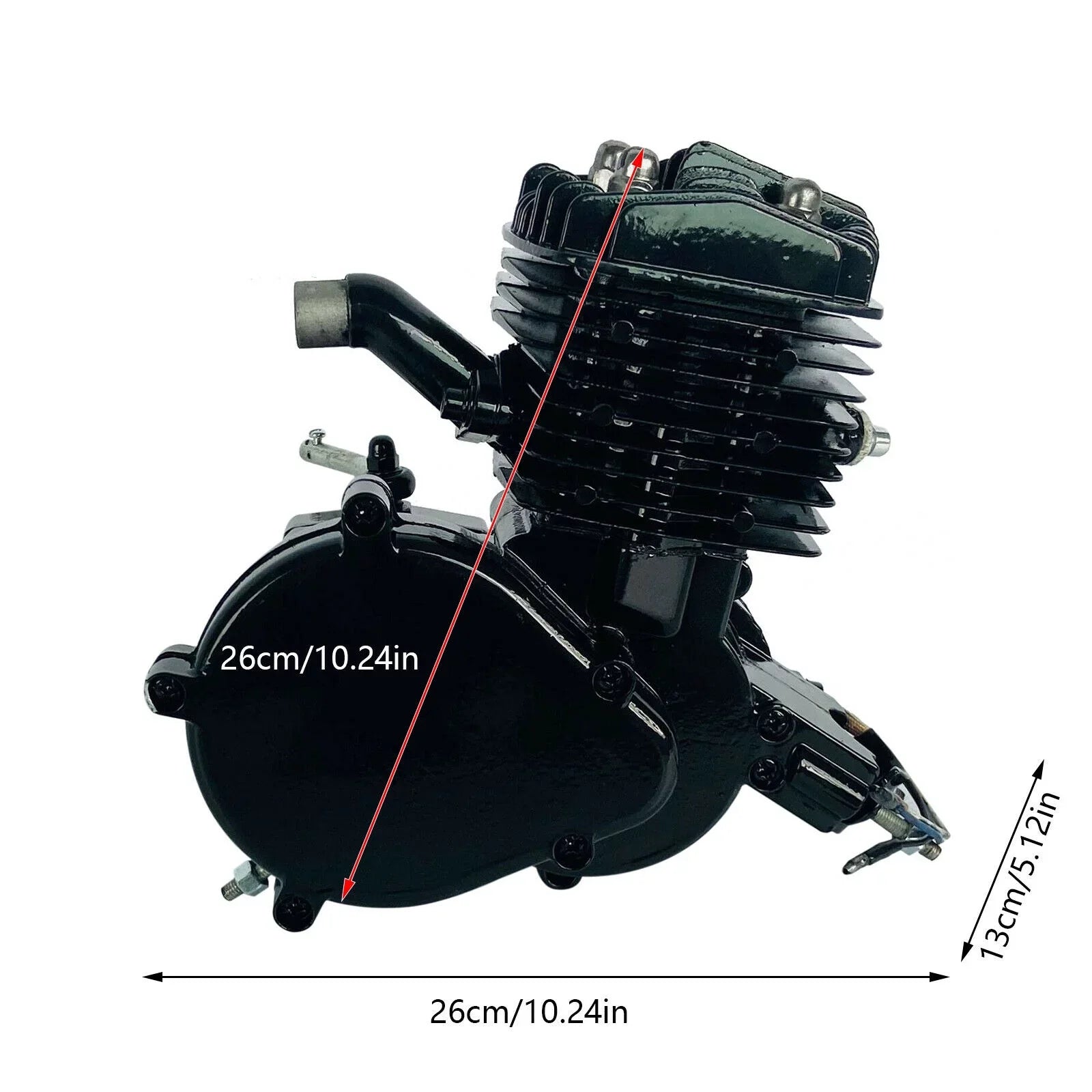 80CC 2-Stroke Petrol Gas Motor Engine Bike Single Cylinder Air-cooled Engine Pull Start for Bicycle Motorized 2.94KW 6500r/min