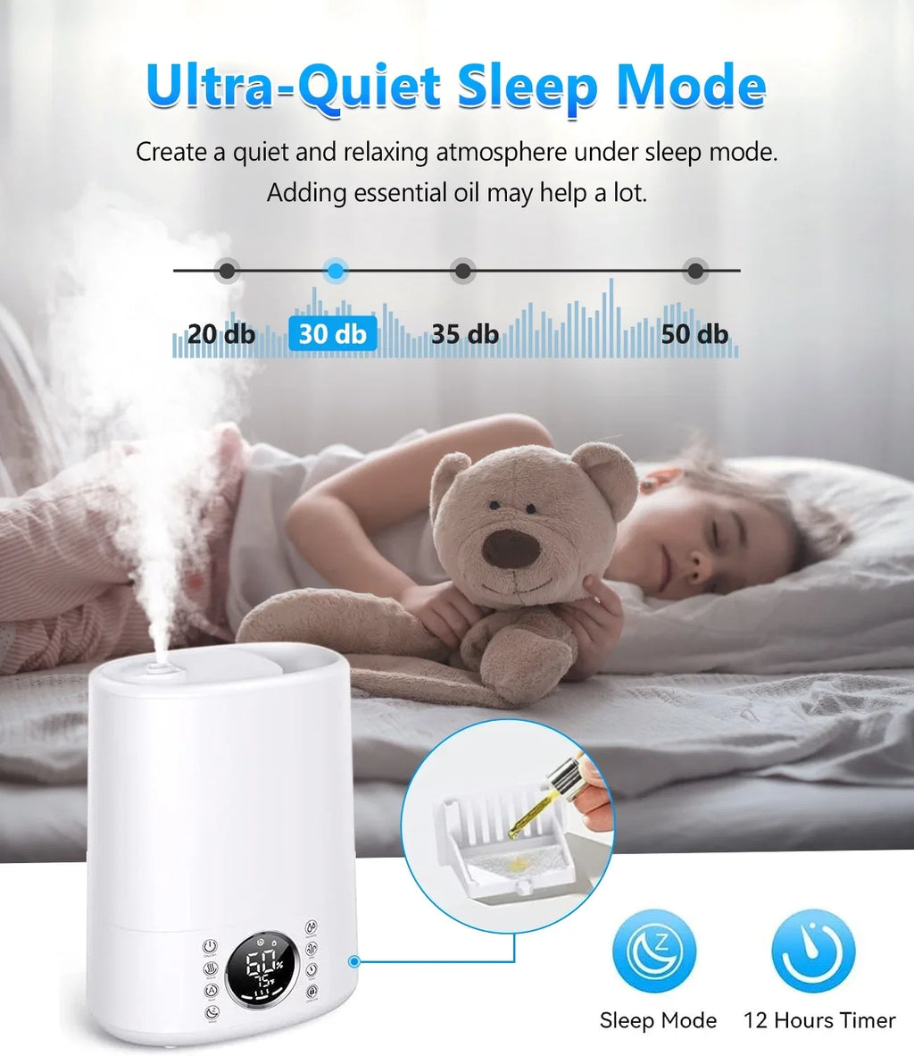Maxfavor Humidifiers for Room Warm and Cool Mist with Customized Humidity 861 sq ft. 6L Vaporizer and Humidifiers for Bedroom Remote