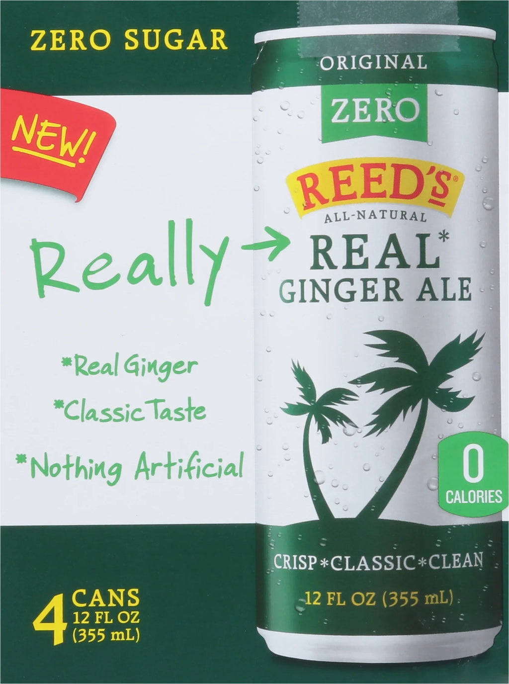 Reed's Ginger Ale, Zero Sugar - 24 x 12 floz