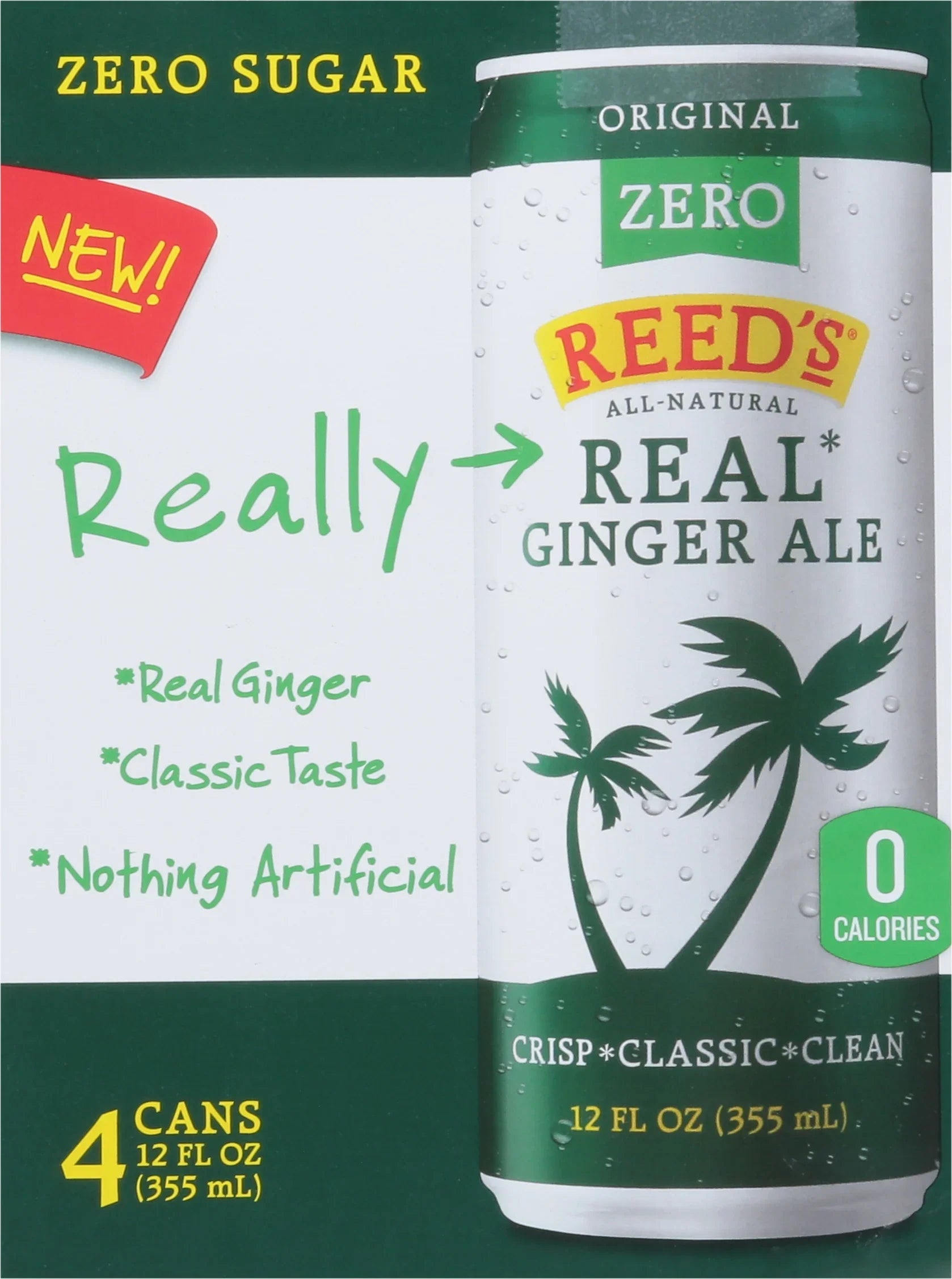 Reed's Ginger Ale, Zero Sugar - 24 x 12 floz
