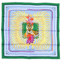 Pre-Owned Hermes King's Tiger Fururi Scarf Muffler Silk Green Blue (Like New)