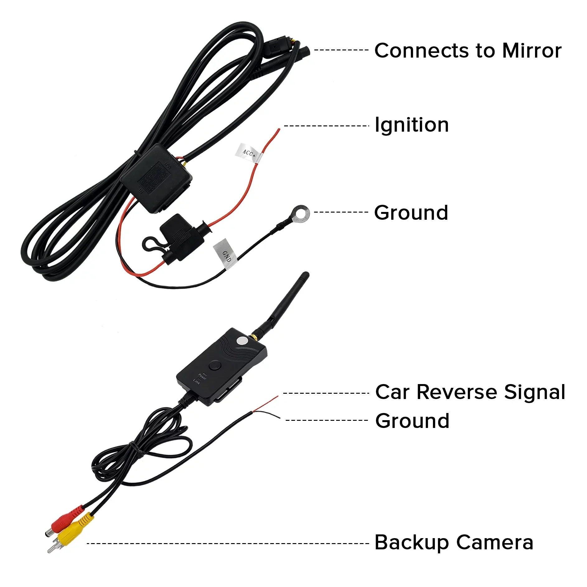 Master Tailgaters OEM Rear View Mirror with 4.3" LCD Monitor & Wireless Transmitter | Universal Fit Mount for Cars