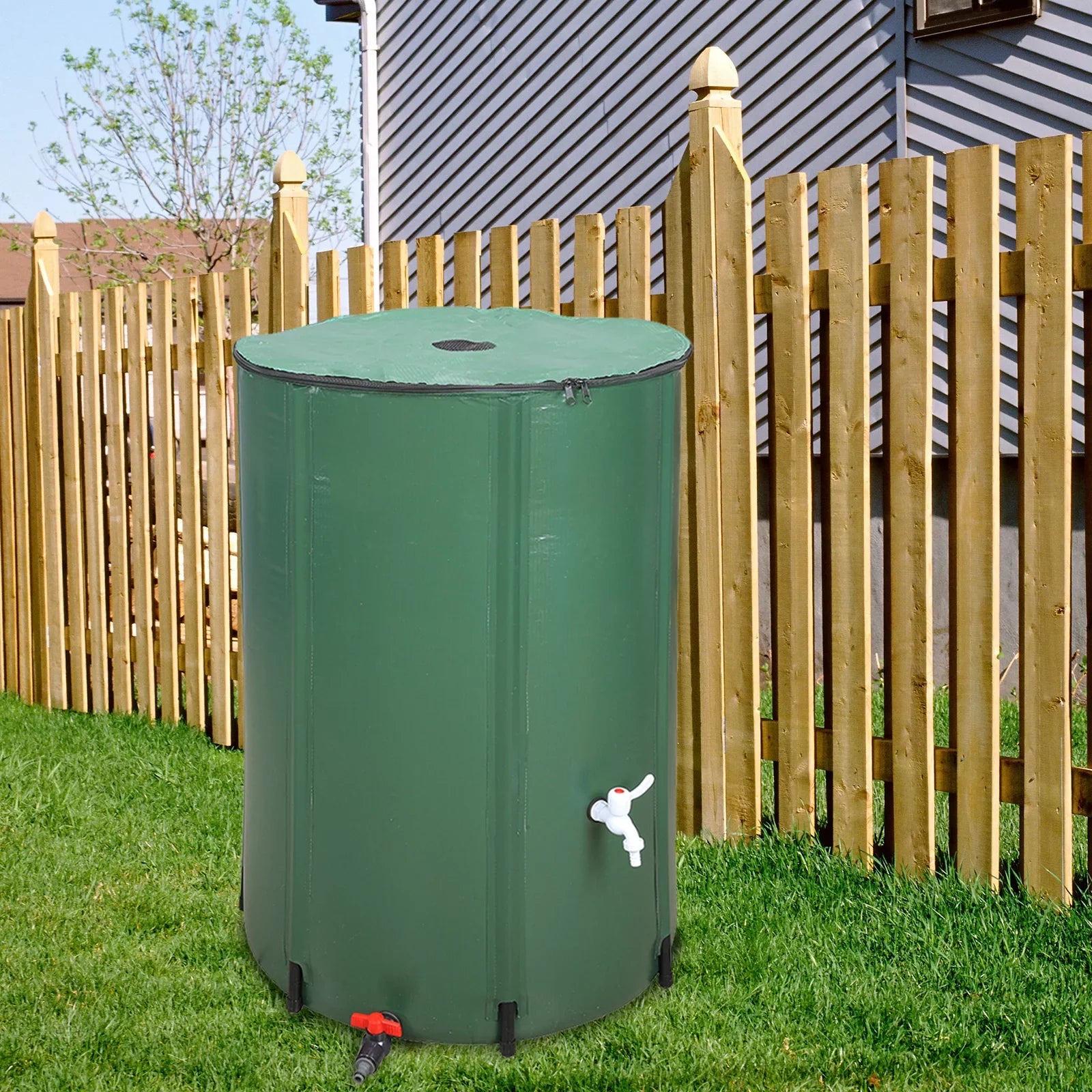 UBesGoo 100 Gallon Collapsible Rain Barrel, Portable Fluid Storage Tank, Liquid Collection System Downspout