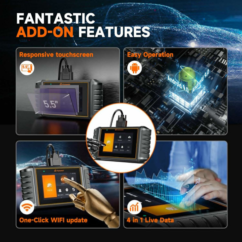 FOXWELL NT710 OBD2 Scanner Code Reader Bi-directional Scan Diagnostic Tool Relearn Coding Reset TPMS fit for BMW