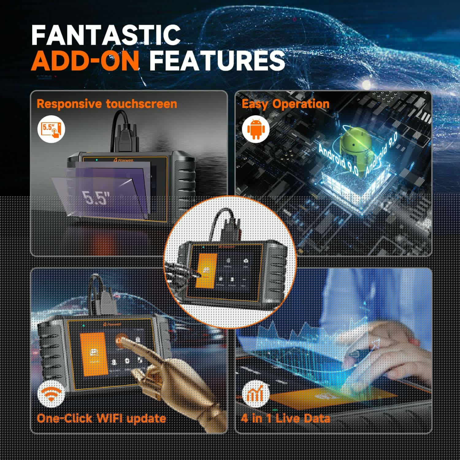 FOXWELL NT710 OBD2 Scanner Code Reader Bi-directional Scan Diagnostic Tool Relearn Coding Reset TPMS fit for BMW