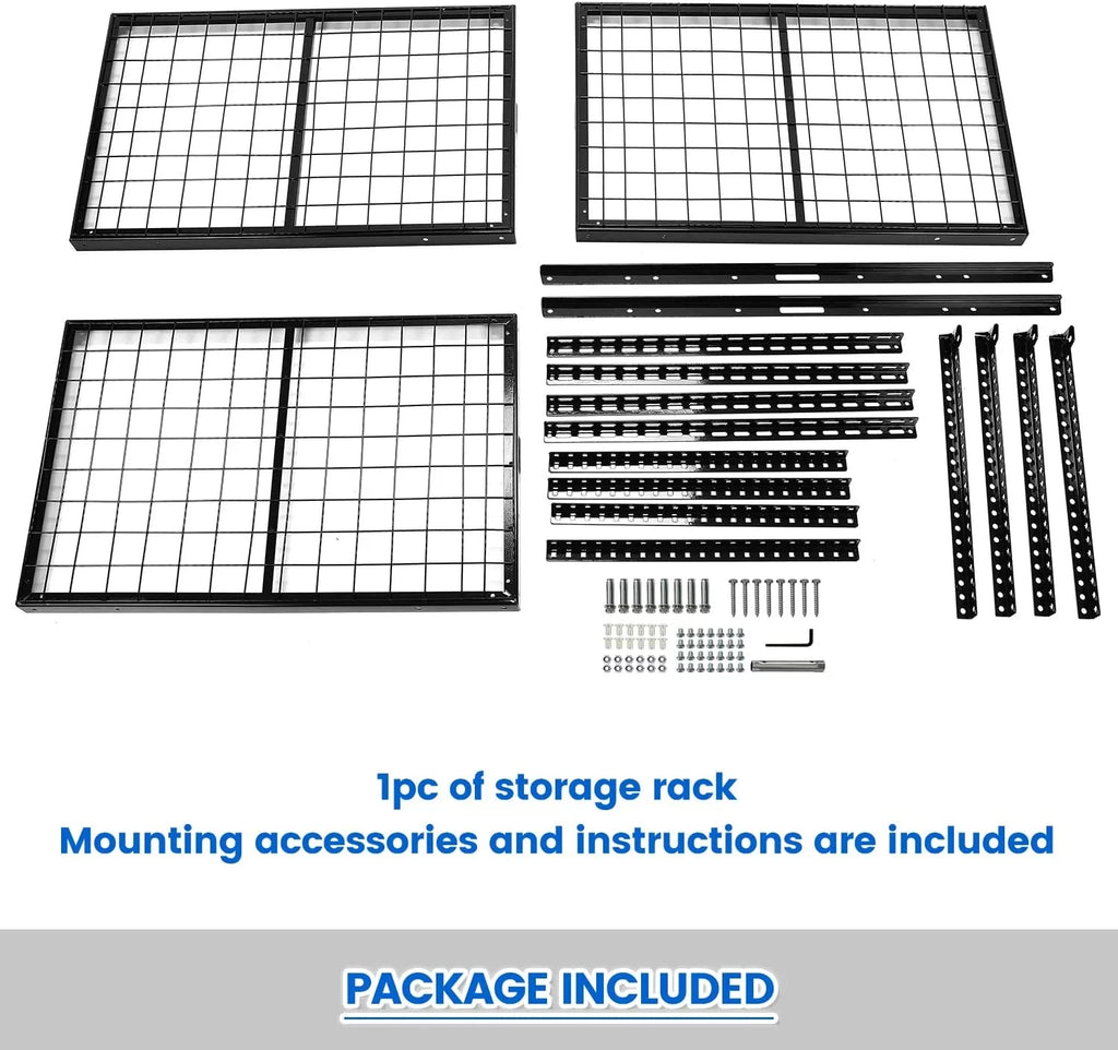 HECASA 3FT X 6FT Overhead Storage Rack Heavy Duty 72" x 36" Mounted Ceiling Rack Shelf Black Steel