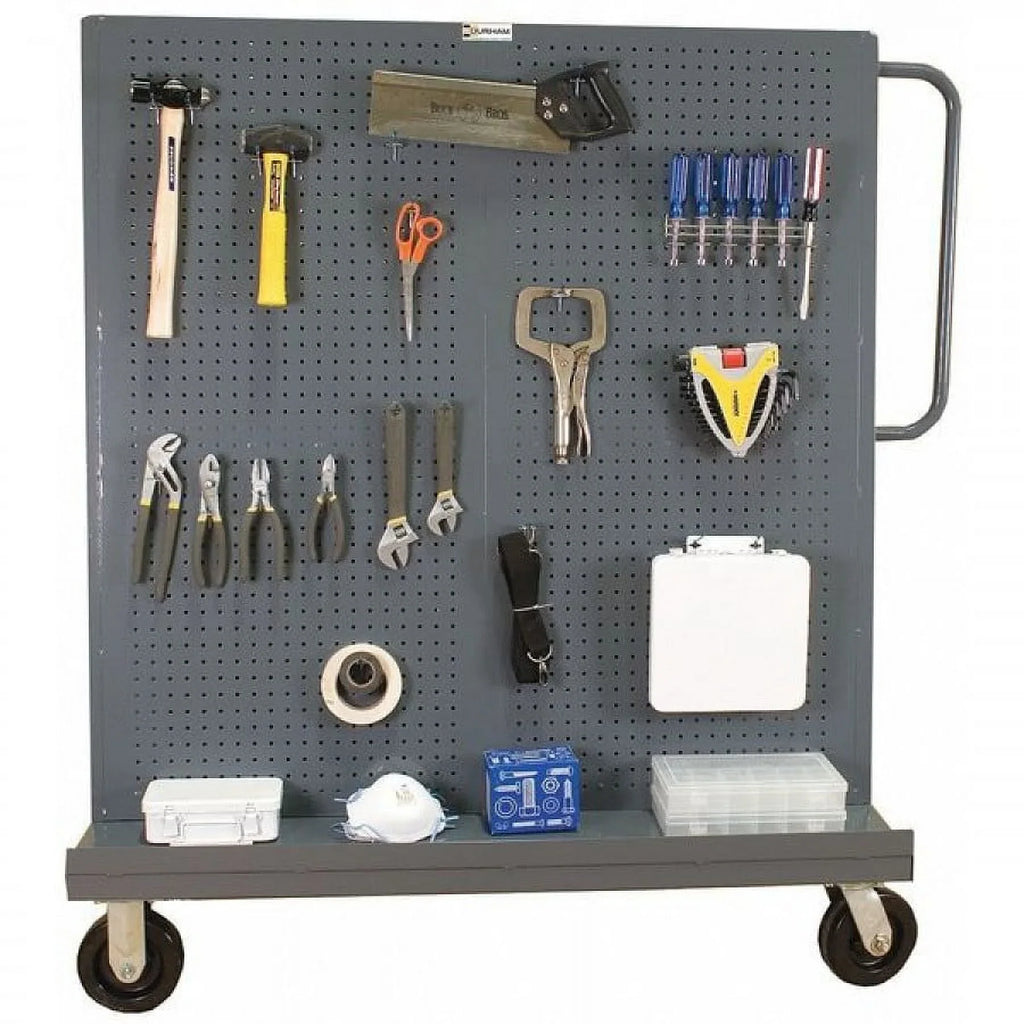 Durham AF-3048-PBLP-95 57 x 48 x 30 in. Steel & Iron A Frame Truck with Louvered Panels & Pegboard on Either Side