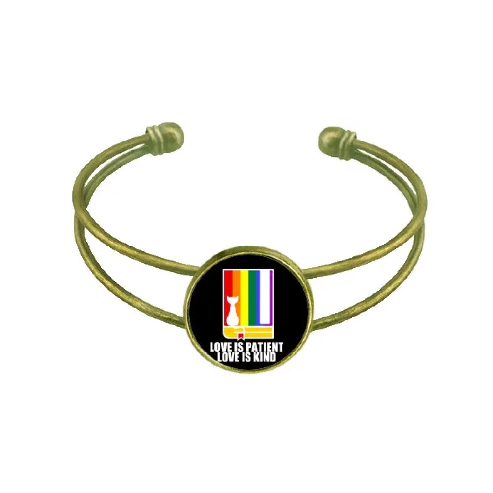Love Is Patient Love Is Kind Bracelet Bangle Retro Open Cuff Jewelry