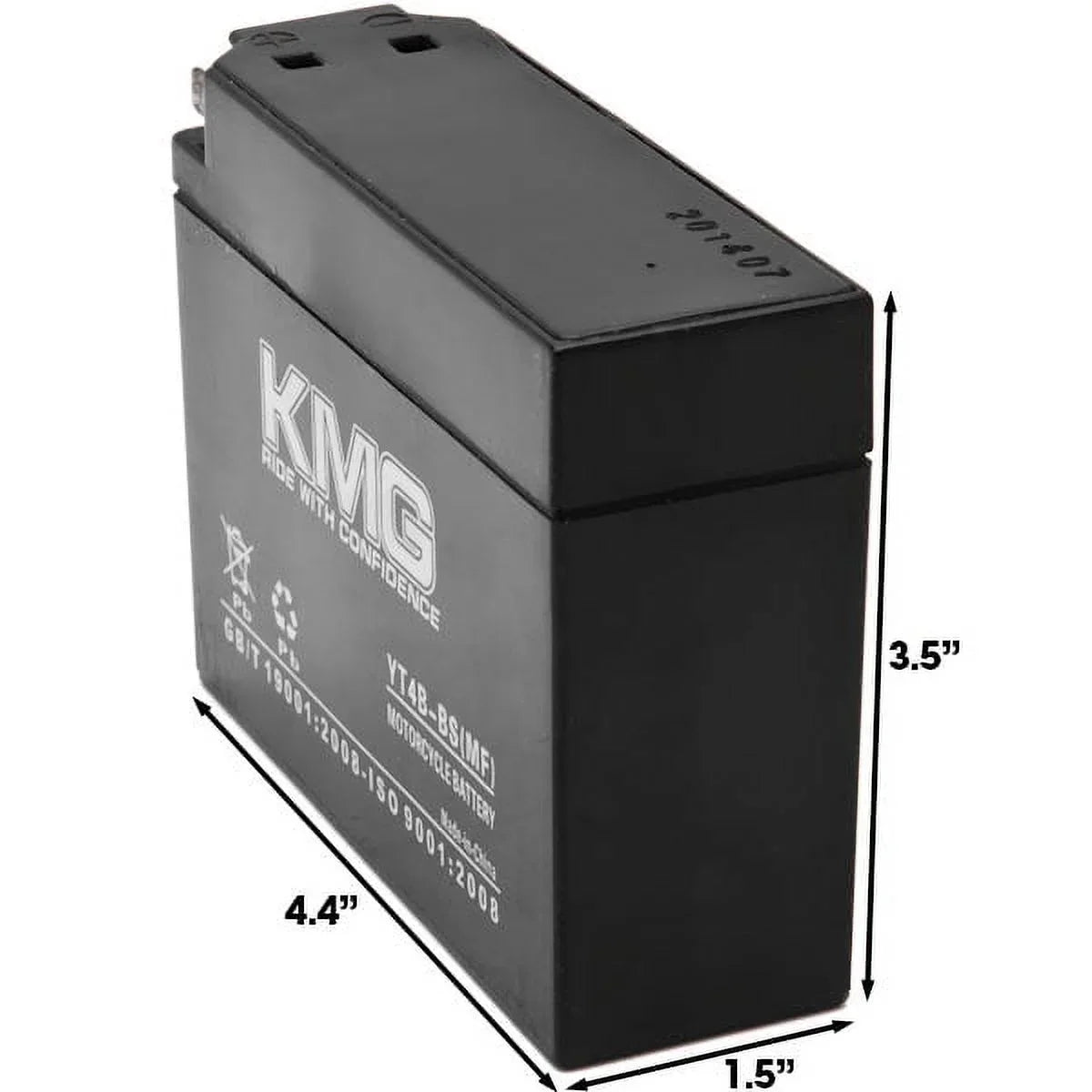 KMG YT4B-BS Sealed Maintenance Free 12V Battery High Efficiency SMF OEM Replacement Powersport Motorcycle ATV Scooter Snowmobile Liquid