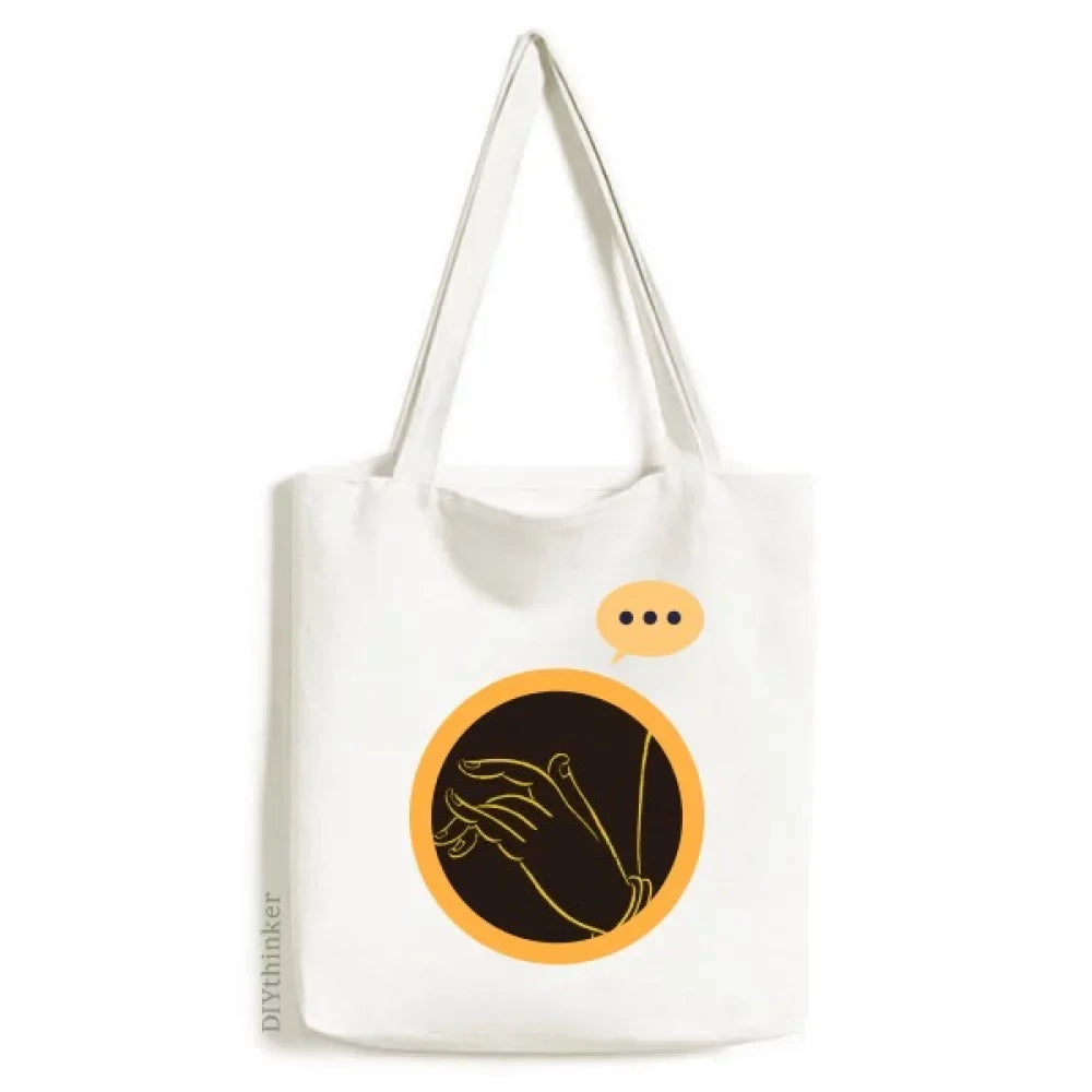 Culture Black Yellow Hand Expression Sack Canvas Tote Shoulder Bag