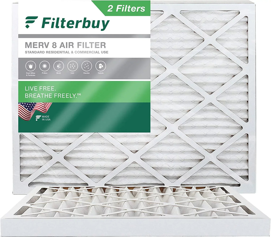 Filterbuy 20x24x2 MERV 8 Pleated HVAC AC Furnace Air Filters (2-Pack)