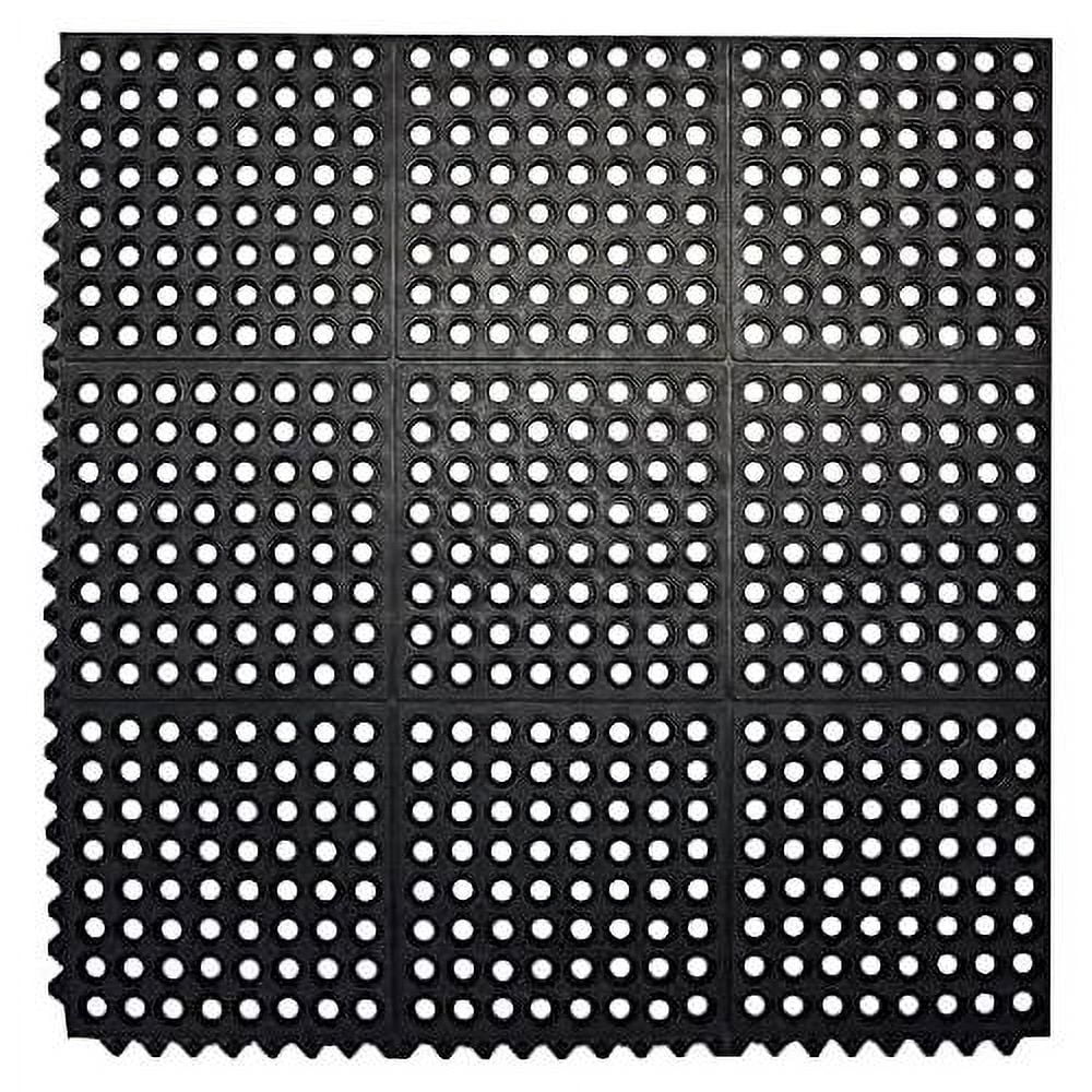 Interlocking Rubber Floor Mat For Restaurant Kitchen Floor Anti Fatigue Bar Door Mat Non-Slip Indoor Outdoor Shower Pool Drainage, Sturdy Garage Flooring 36 X 36 Inch