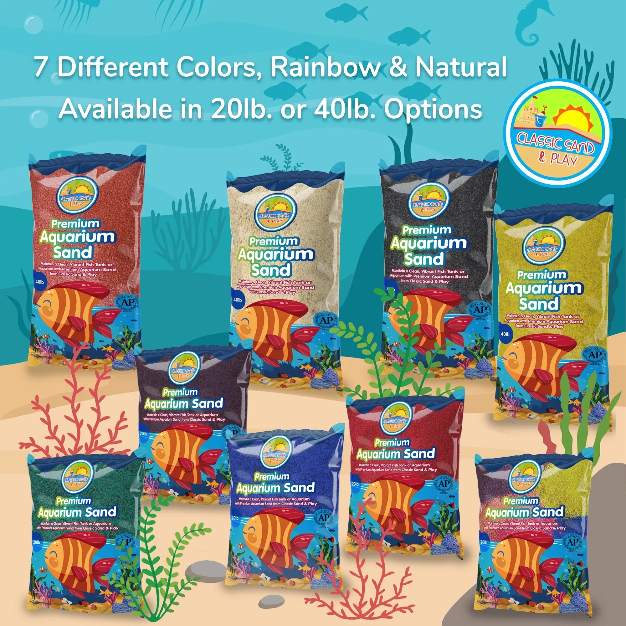 CLASSIC SAND & PLAY Natural Aquarium Sand for Liquid and Fluid Tanks, 20 lb. Yellow