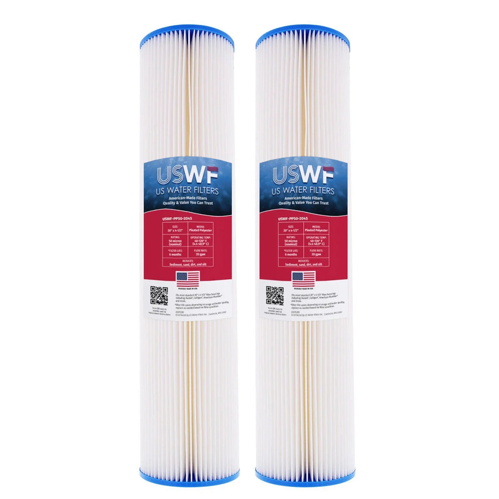 50 Micron 20 Inch x 4.5 Inch Pleated Polyester Whole House Sediment Replacement Cartridge