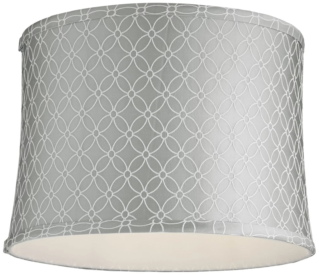 Springcrest Set of 2 Drum Print Lamp Shades White Gray Medium 13" Top x 14" Bottom x 10" High Spider with Harp and Finial Fitting