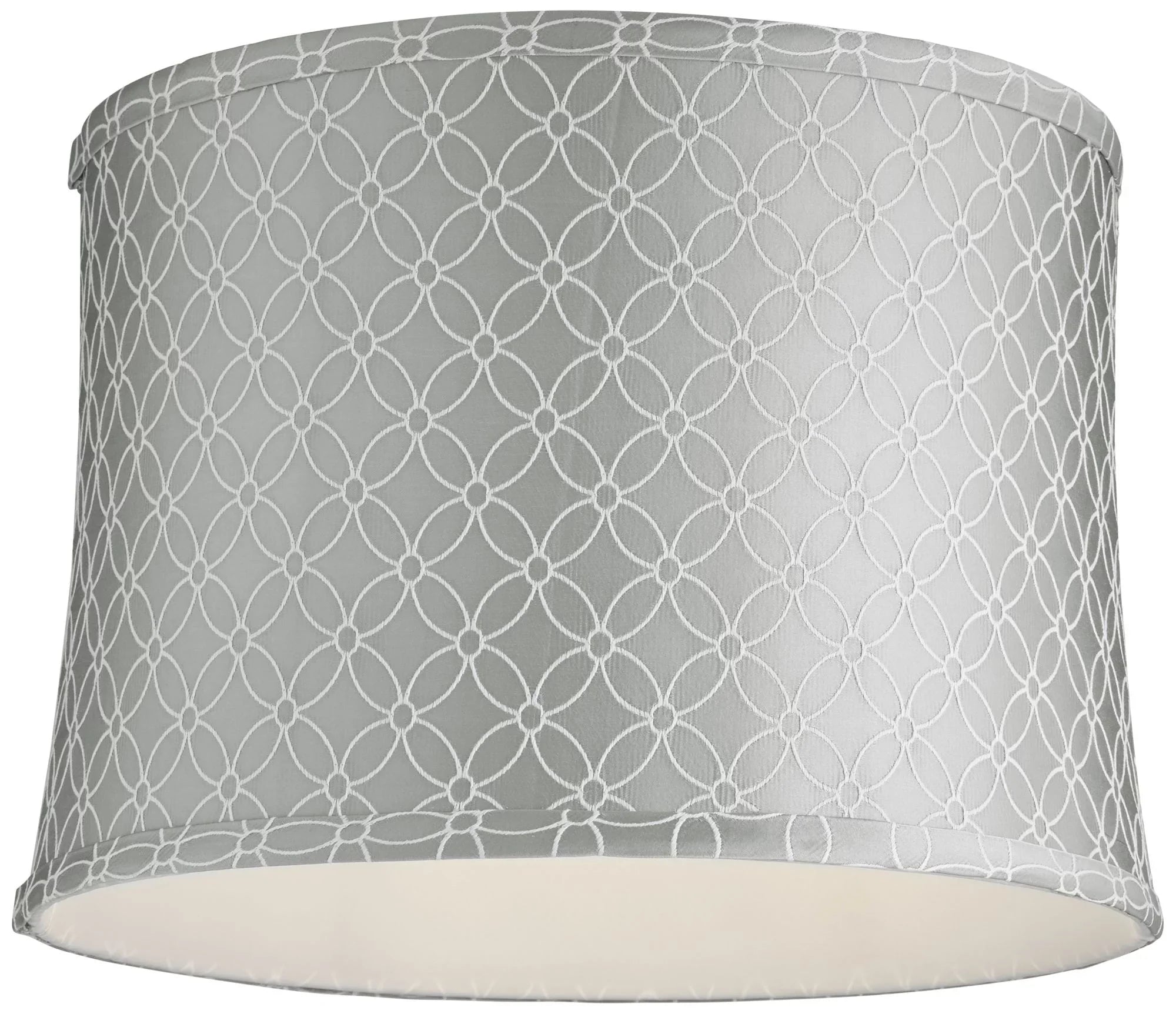 Springcrest Set of 2 Drum Print Lamp Shades White Gray Medium 13" Top x 14" Bottom x 10" High Spider with Harp and Finial Fitting