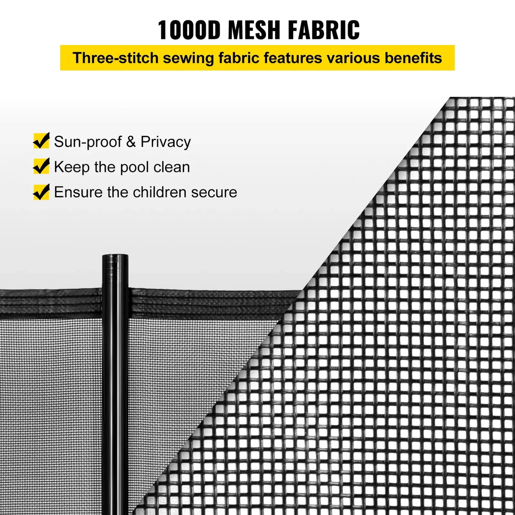 SKYSHALO Pool Fencing Mesh, 4 x 12 ft Swimming Pool Fence, 1000D PVC Fabric Removable Pool Fence with Aluminum Poles and Foot Tubes, Breathable Pool Fences for Inground Pools for Security and Privacy