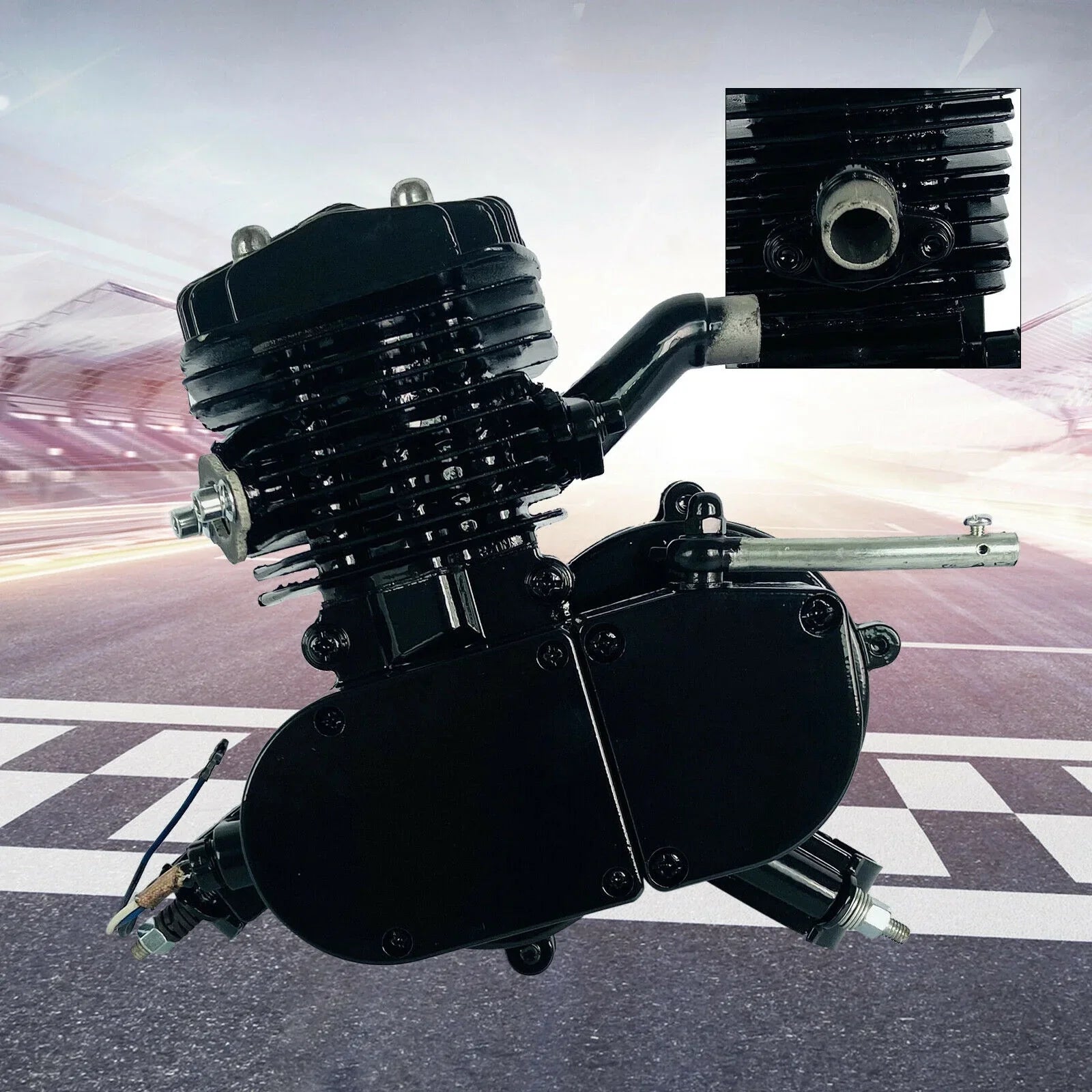 80CC 2-Stroke Petrol Gas Motor Engine Bike Single Cylinder Air-cooled Engine Pull Start for Bicycle Motorized 2.94KW 6500r/min