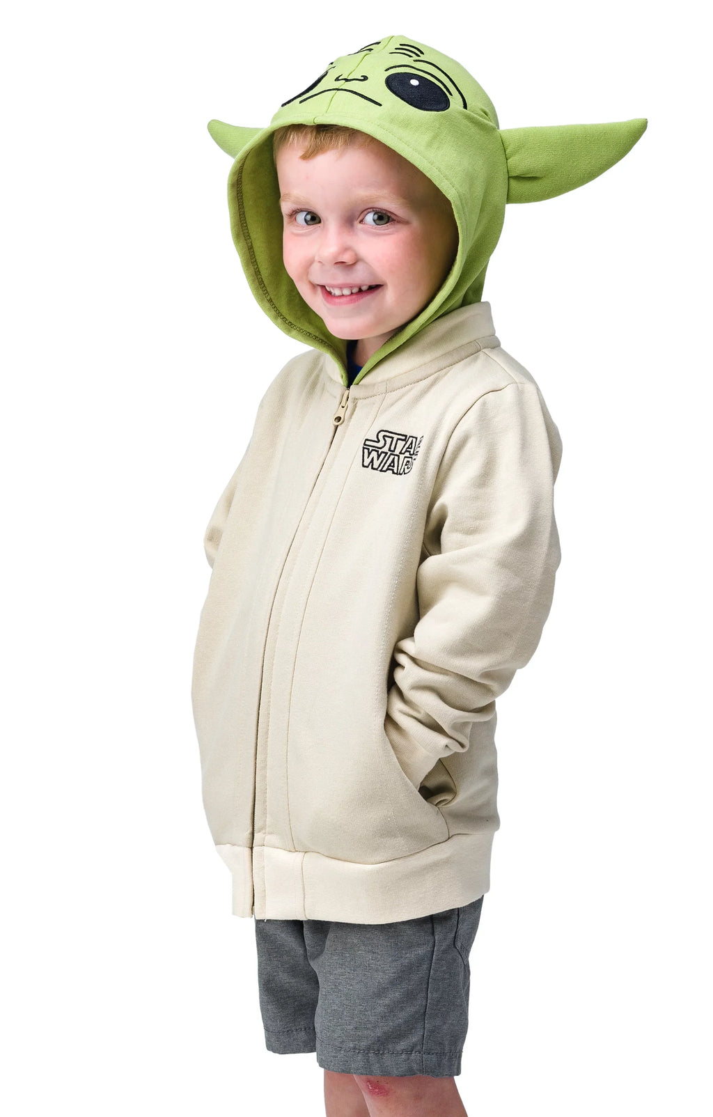 STAR WARS The Mandalorian Baby Yoda Sublimated Costume zip up Hoodie w/ Mask for Youth Kids - X-Large