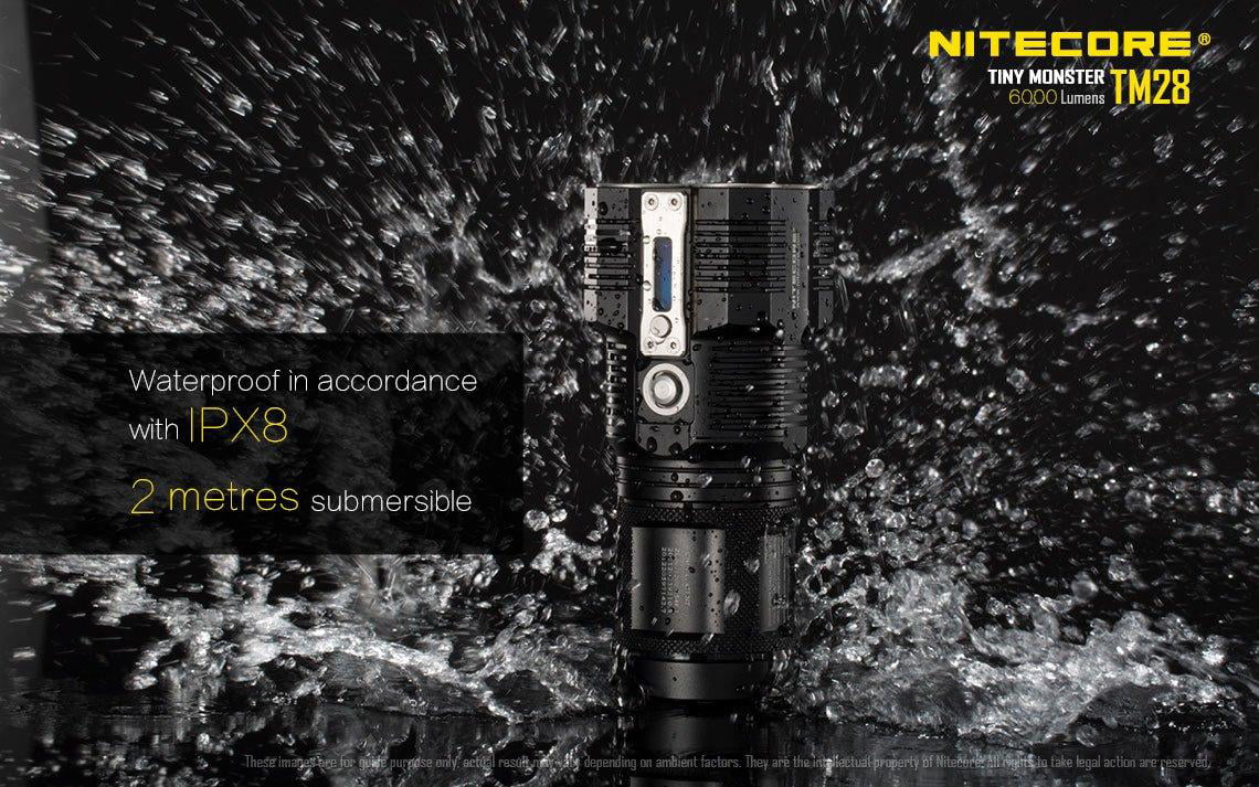 Outdoor Value Pack: Nitecore TM28 Searchlight and E4K Flashlight -Both can be Recharged on the go or at home