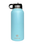 Uzima - Z-Source Filtered Liquid Bottle for Hiking, Backpacking, Camping, and Travel. Liquid Purification on the Go. Large 32oz Capacity with Double-Walled Stainless Steel Exterior .(Light Blue)