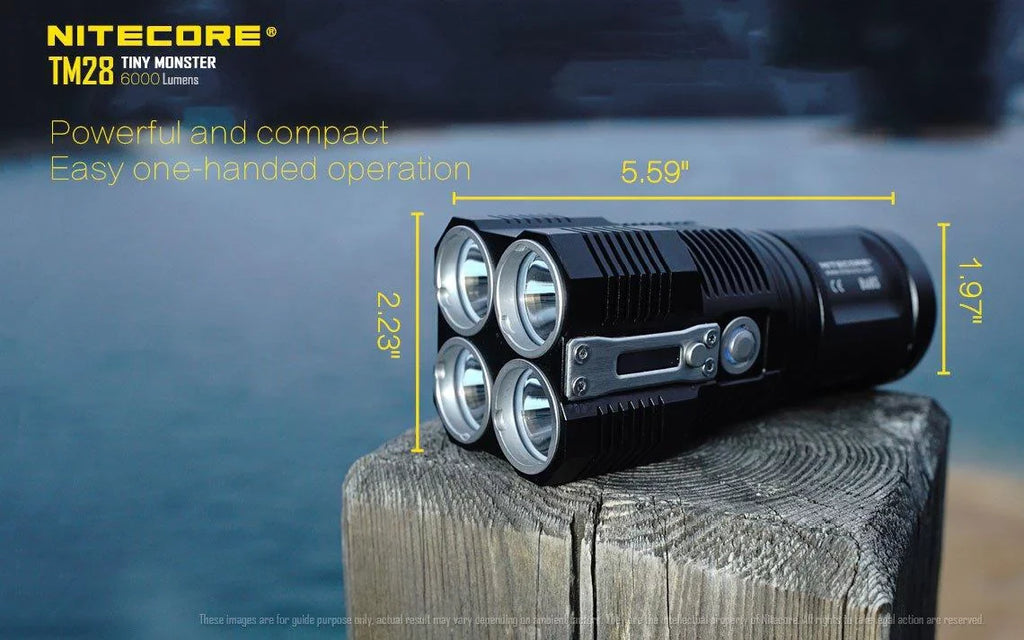 Outdoor Value Pack: Nitecore TM28 Searchlight and E4K Flashlight -Both can be Recharged on the go or at home