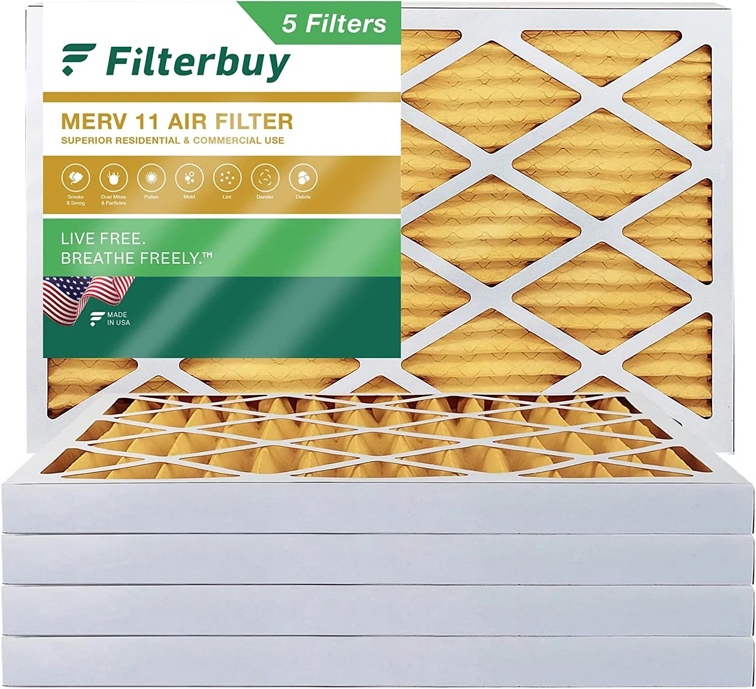 Filterbuy 8x24x2 MERV 11 Pleated HVAC AC Furnace Air Filters (5-Pack)