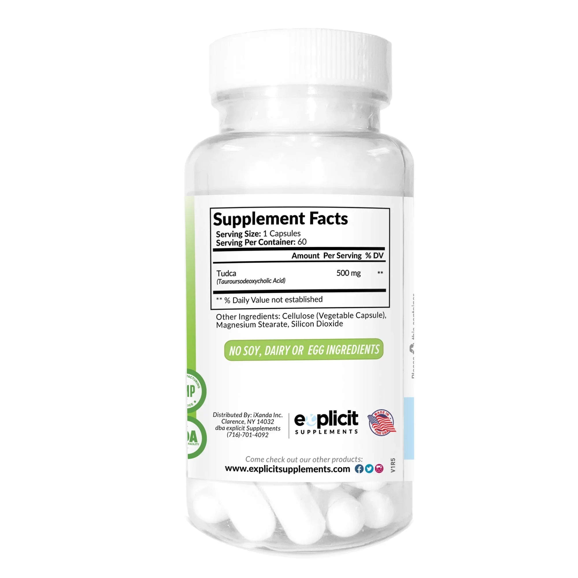 TUDCA (Tauroursodeoxycholic Acid) - 500mg - 60 Capsules - Pure Liver Support & Health