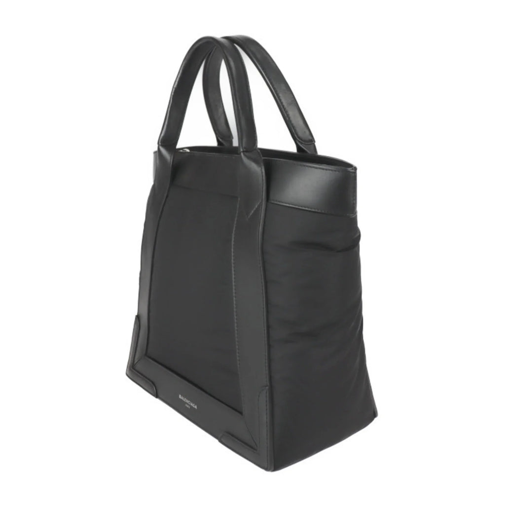 Pre-Owned BALENCIAGA Balenciaga Kabas S tote bag 363425 nylon leather black silver metal fittings (Good)