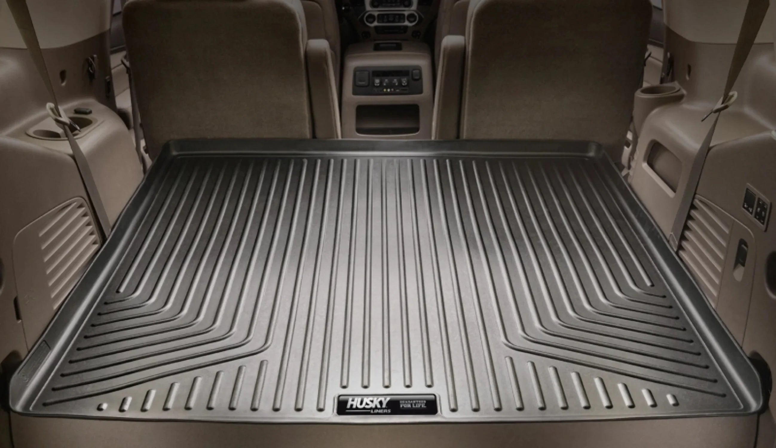 Husky by RealTruck Weatherbeater Series Cargo Liner Behind 3rd Seat Black Compatible with 11-19 Ford Explorer; behind and under upright 3rd Seat