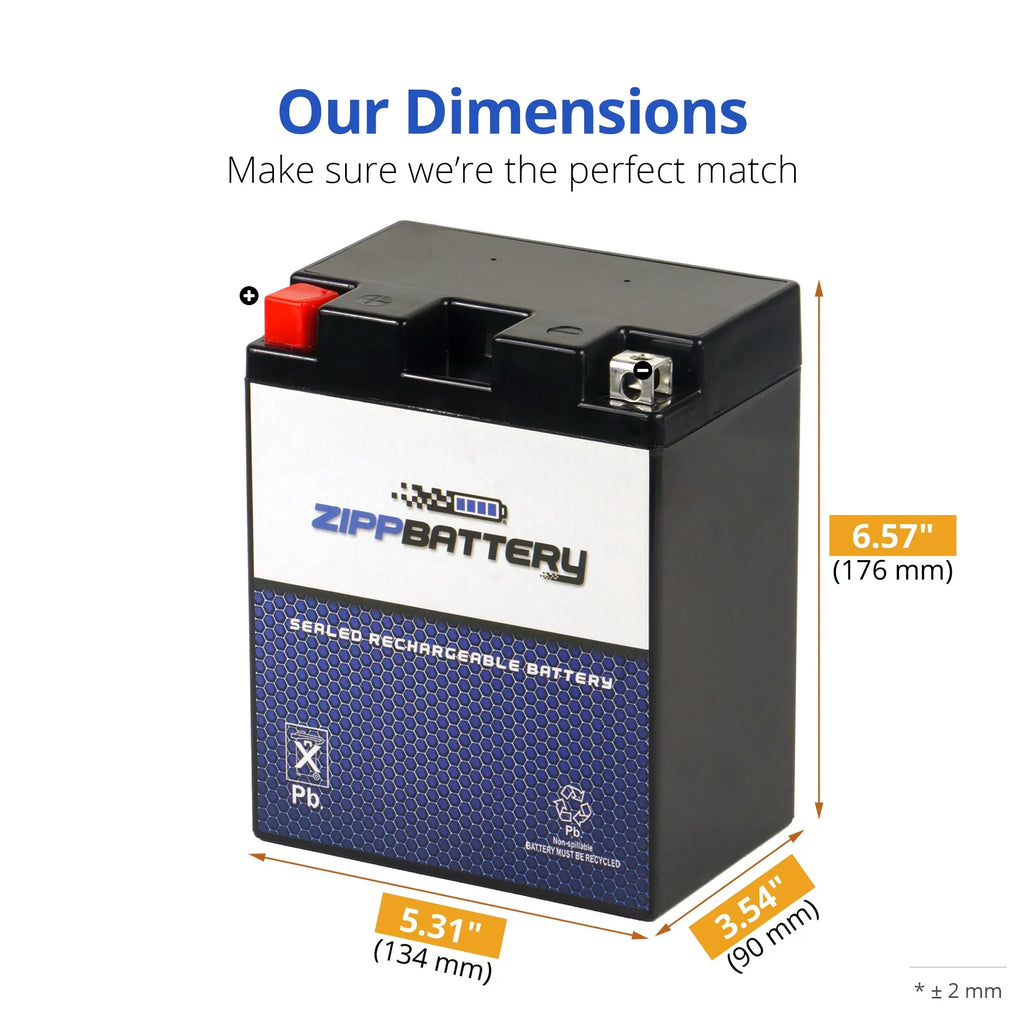 Zipp Battery YTX14AH-BS (14AH-BS 12 Volt,12 Ah, 210 CCA) Atv Battery for Suzuki 250cc Lt-4wd Quadrunner 1990