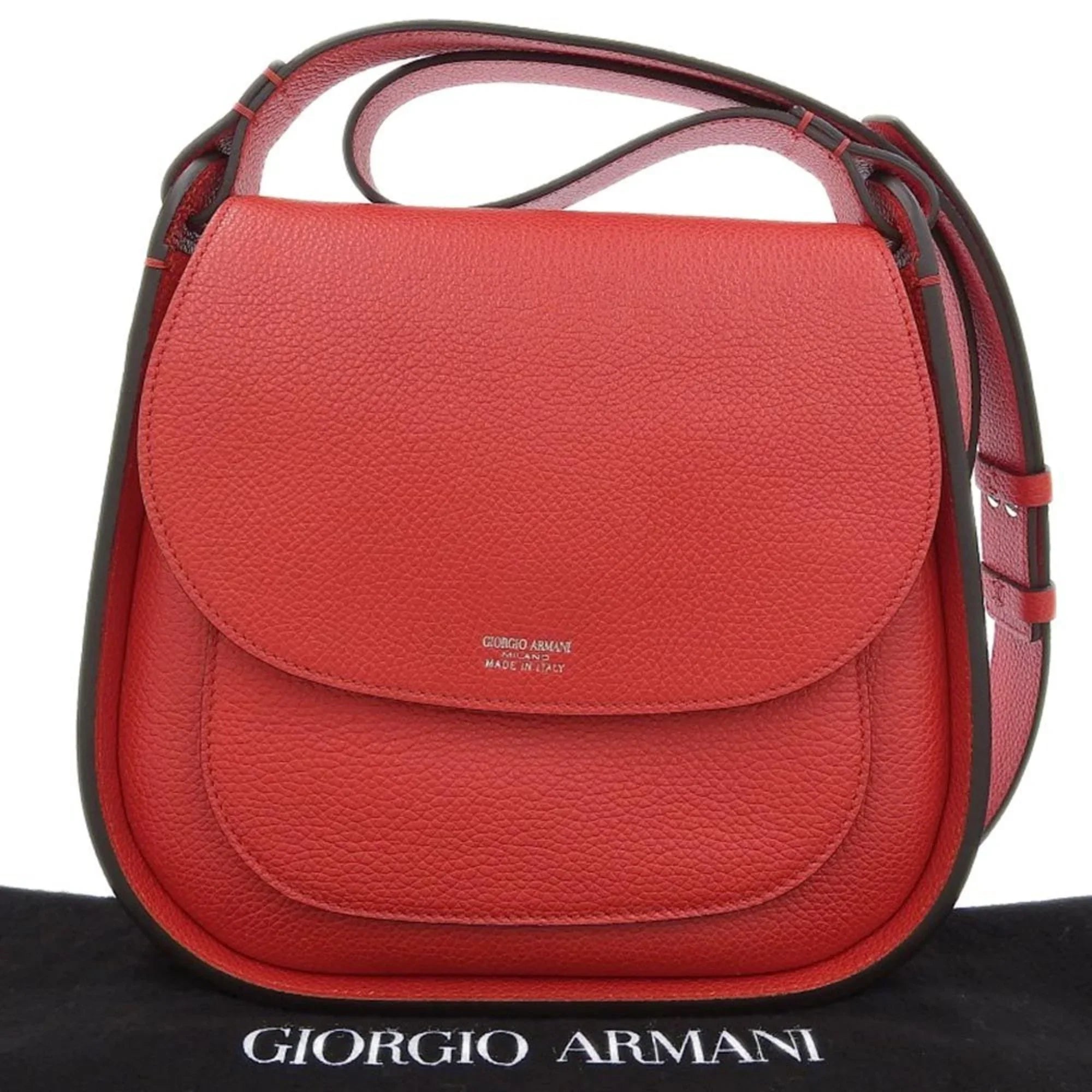 Pre-Owned Giorgio Armani One Shoulder Bag Leather Red (Like New)