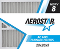 Aerostar 20x20x5 MERV 8, Honeywell Replacement Pleated Air Filter, 20x20x5, Box of 2