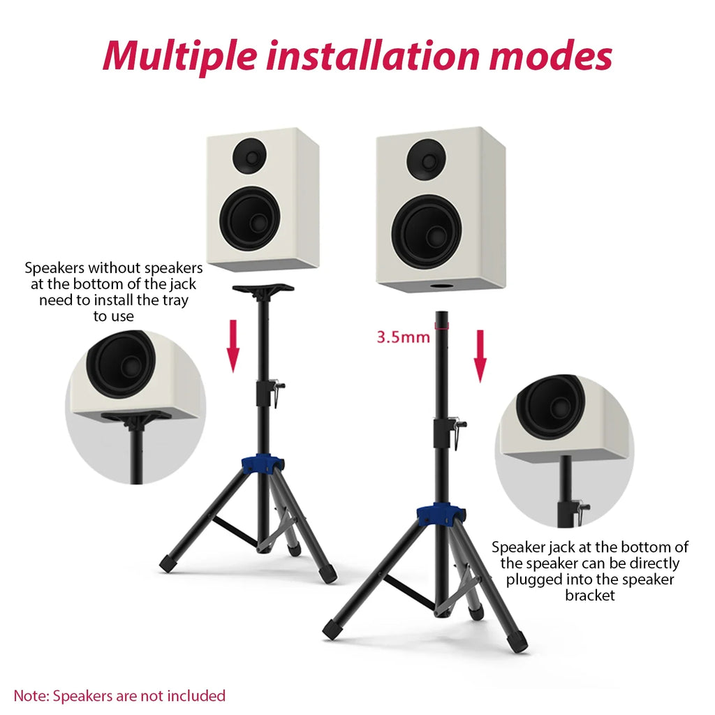 Bisofice Speaker Stand for Studio Speaker, Adjustable Height Tripod Stand with Non slip Base, Heavy Duty Bracket for Surround Sound Efficiency