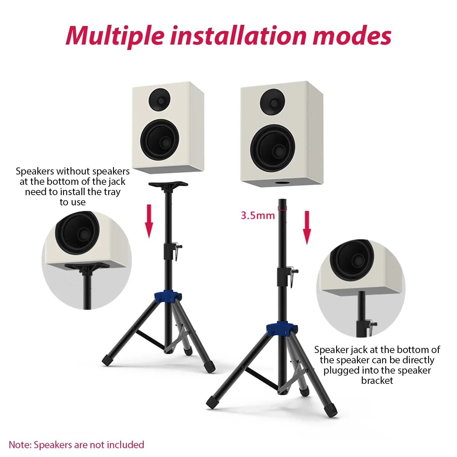 Bisofice Speaker Stand for Studio Speaker, Adjustable Height Tripod Stand with Non slip Base, Heavy Duty Bracket for Surround Sound Efficiency