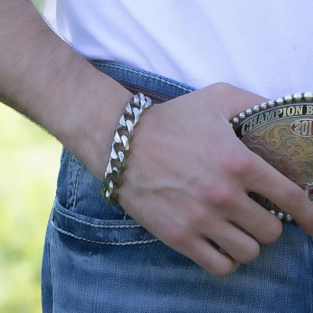 Montana Silversmiths Mens Cuban Link Chain Bracelet N/A Grey