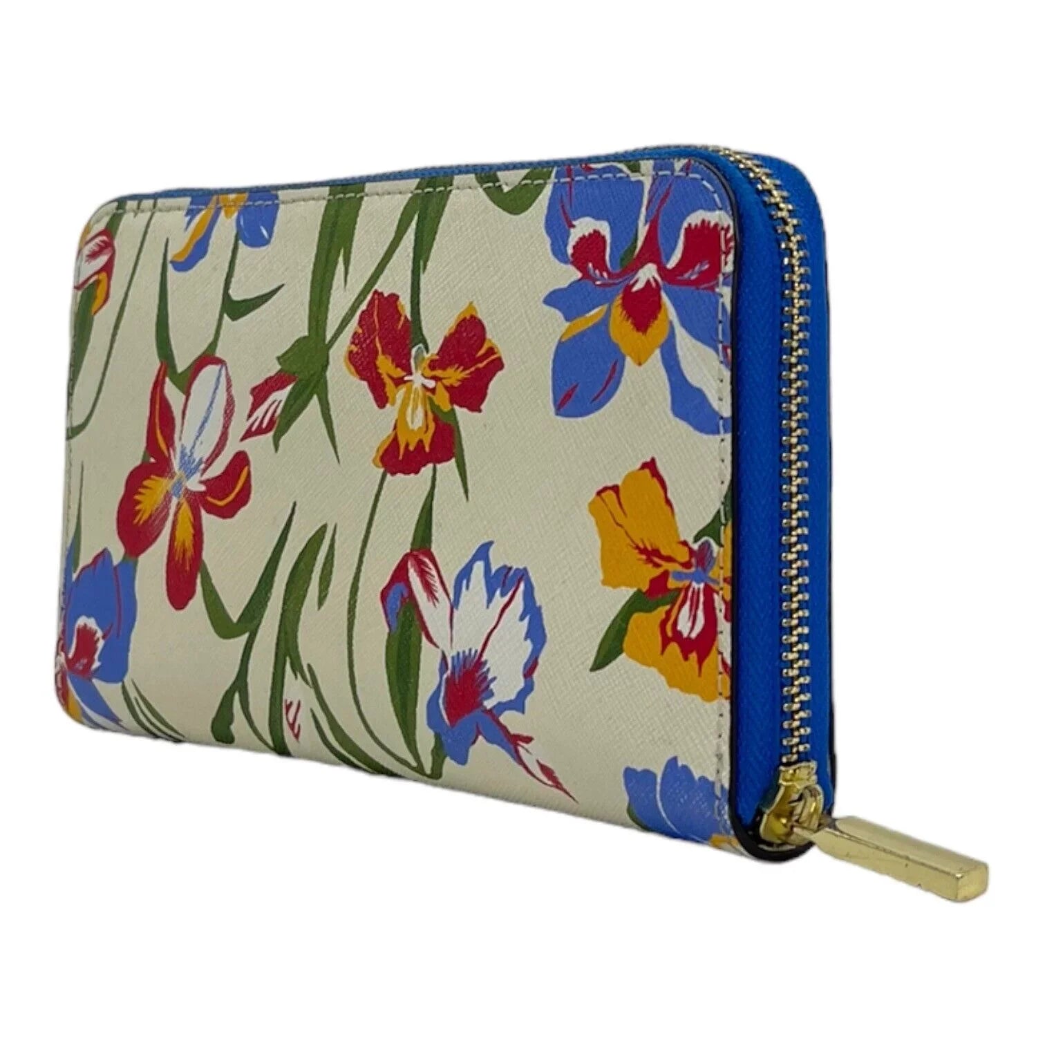 Tory Burch Flower Multi Floral Zip Continental Wallet in Painted Iris Bag New