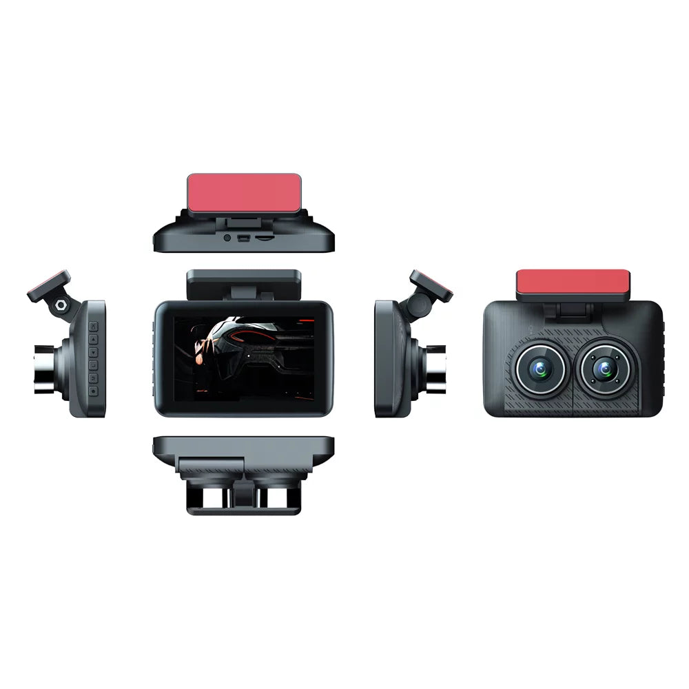 moobody 3 Cameras Dash Cam 4in Clear Car Rearview Mirror Car Video Recording Camcorder Wide Angle Car Camera Recorder Auto Safety Driving Recorder